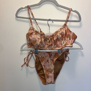Xhilaration Floral Bikini Set - Pink and Brown